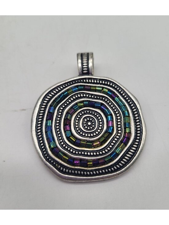 Premier Designs Jewelry - Premier Designs Bora Bora Silver Tone Circular Pendant w/ Multicolor Beads Boho